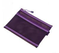 Transparent Double Layer Mesh Organizer Pouch for Cosmetics Earbuds ID Cards Quick Visual Lightweight Travel-Friendly Design (Purple)