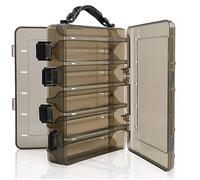 Transparent Double Sided Lure Box with Handheld, 20x17x4.7 cm, Small Fishing Tackle Storage Boxes, Visible Hard Plastic Clear Fishing Lure Bait Storage Case, Fishing Lure Box Organizer, 10 Grids