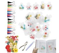 Transparent Dried Flower Bookmarks, Handmade Dried Flower Bookmark Kit, Beautiful Handmade Floral Crafts Page Decor for Friends Parties Mothers Scrapbook Projects