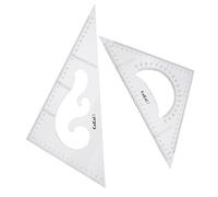 Transparent Durable Plastic Triangle Ruler Set 45/90 Degrees and 30/60 Degrees 2 Pieces for Equip Architects, Engineers, Artists, Designers, Students, Teachers - 30cm
