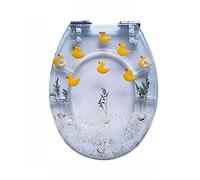 Transparent Elongated Toilet Seat with Quiet Close and Quick Release Hinges, Durable Resin Construction for Easy Cleaning and Comfort
