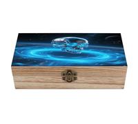 Transparent Energy Metal Skull Wooden Keepsake Box Vintage Style Wooden Storage Boxes with Hinged Lid Memory Treasure Box Solid Wood Memory Boxes Jewelry & Photos for Organizer