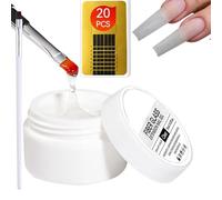 Transparent Fiber Nail Extension Glue Set - 15ml Quick Nail Repair Gel With 20 Extension Papers & Brush | NailArrt Strengthening, At-Home & Travel Use