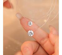 Transparent Fishline Necklace Women S925 Sterling Silver Moissanite Clavicle Chain Light Luxury All-match Zircon Mermaid Tears