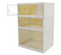 Transparent Foldable Shoe Boxes - Stackable with Magnetic Closure, Thickened Double Row Shoe Storage Rack for Closet, Bedroom, Living Room, Office - 1 Tall & 2 Short