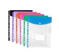 Transparent Folder 12pcs A4 11 Holes Binder Pocket Organizer Folders Transparent File Bag Document Pouch for File(Color 2)