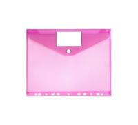 Transparent Folder 30Pcs A4 Files Binder Folders Organizer 11 Holes Expandable Pocket Envelope File Perforated Pockets for File(Rose Red)