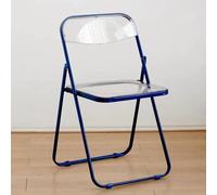 Transparent Folding Chair 77 * 46 * 55cm, Acrylic Blue Chair, Durable Metal Frame, Stylish for Dining Room, Living Room, Modern Design, Space-Saving Furniture