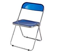 Transparent Folding Dining Chair - Modern Acrylic Accent with Metal Frame, Space-Saving & Portable for Kitchen, Living Room, Bedroom - Navy, 47x48x76cm (19x)