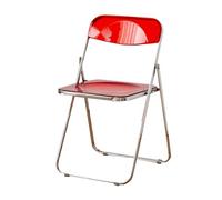 Transparent Folding Dining Chair with Backrest Compact Design for Dining Room Home & Bedroom Use Stylish Red Color Perfect Space Saving Solution!
