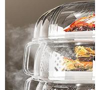 Transparent food insulation cover with dustproof design and foldable layers for kitchen use to keep food fresh and protected from contaminants (Five layer)