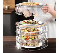 Transparent food insulation cover with dustproof design and foldable layers for kitchen use to keep food fresh and protected from contaminants (Tree layer)