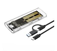Transparent For M.2 NVMe/NGFF External Hard Drive Enclosure, USB-C Dual Protocol SSD Case with Shockproof PC+ABS Shell for Travel, Compatible with Laptop and Mobile Phone