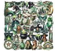 Transparent Forest Witch Stickers Pack of 50 Waterproof Cartoon Magic Witch Stickers for Laptop Skateboard Scrapbook Motorcycle Suitcase Bicycle Luggage Vinyl Trendy Funny Stickers for Adults Girls