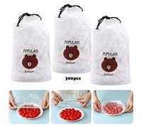Transparent Fresh Storage Bags 300 Pieces Expandable Fresh Storage Bags for Plates and Bowls for Food Storage
