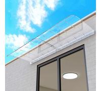 Transparent Front Door Canopy Awning PC Porch Shelter UV & Rain Protection Cover Curved Outdoor Patio Awning (35x230cm/14 x91 Brown)