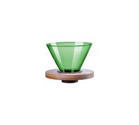 Transparent Glass Coffee Dripper,Coffee Filter Cone with Wooden Pad Coffee Funnel,Portable Glass Hand Brewed Coffee Filter Mug Drip (Green)