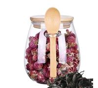 Transparent Glass Jar With Spoon and Wooden Lid, Household Airtight Storage Jars with Safety Buckle, Avoid Clutter and Keep Things within Easy Reach, for Coffee Beans, Tea, Nuts, Candy, Spices