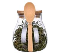 Transparent Glass Jar With Spoon and Wooden Lid, Household Airtight Storage Jars with Safety Buckle, Avoid Clutter and Keep Things within Easy Reach, for Coffee Beans, Tea, Nuts, Candy, Spices