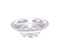 Transparent Glass Soap Dish Round Soap Holder Non-Slip Bathroom Container for Shower, Sink, Home, Outdoor Travel