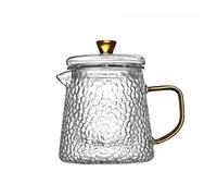 Transparent Glass Teapot with Glass Infuser & Lid Stovetop Safe Tea Pot Hammer Pattern Tea Maker for Lowering and Loose Leaf