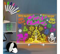 Transparent Glowing LED Drawing Board LED Note Board Light Board Planning Board 15.7 * 11.81Inch Light up Dry Erase Board Office School Products Remote Control 7 Color Table Lamp LED Message Board