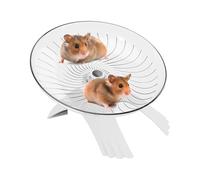 Transparent Golden Silent Hamster Flying Saucer With Rotating Wheel Design - Exercise Treadmill For Small Pets Gerbils Mice Hedgehogs | PP 18x11cm 200g White/Pink