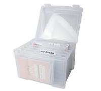 Transparent Greeting Card & Photo Organizer Box with 6 Removable Dividers, PP Storage Case for Holiday Cards, Birthday Invitations & Photos, Desktop & Shelf Display
