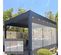 Transparent Grey PVC Side Panels Outdoor Zippered Curtain for Pergola Waterproof PVC Partition Curtains Size: H9.5xL16.4ft Weatherproof Privacy Screen