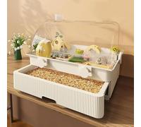 Transparent Hamster Cage, Double-Layer Gerbil Cage, Drawer Type Hamster Breeding Box,with Running Wheels, Tunnels(White)