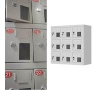 Transparent Handy Storage Locker Sicarer Metal Phone Cabinet 9 Grids for Employee Key & Lock Storage Ideal for Police Stations and Secure Facilities
