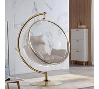 Transparent Hanging Egg Chair with Pedestal Base - Hardened Acrylic Seat & Alloy Steel Stand - Available in Silver and Gold Base Colors with 4 Cushion Options (Gold Frame With Light Grey Cushion)