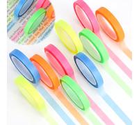 Transparent Highlighter Strips, 10 Rolls Removable Neon Fluorescent Strips 0.24inchX16.4ft Highlighter Tape Transparent Writable Removable Fluorescent Neon Tapes for Students Teachers Marking Books