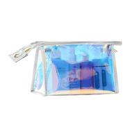 Transparent Illusion PVC Laser Cosmetic Bag Female Cosmetic Storage Dazzling Colourful Wash Bag Gift for Women Girls(Silver)