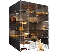 Transparent Indoor Cat Cage With Double-Layer Platform, Easy Assembly Cat House For Small Animals, Space-Saving Design, Safe & Comfortable Pet Enclosure,D-142 * 107 * 177