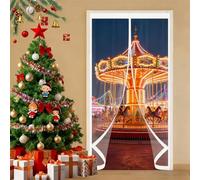 Transparent Insulated Door Curtain 135 x 240 cm Transparent, Cold and Noise Proof, Windproof Waterproof Auto Closing Cover with Strong Magnets for Bedroom Kitchen, A