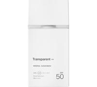 Transparent Lab Mineral Sunscreen SPF50 100 ml - 100% Mineral Sunscreen with Zinc Oxide, Peptides and Collagen, Light Coverage, UVA/UVB and Blue Light Protection, Anti-aging Action