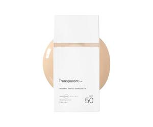 Transparent Lab Mineral Tinted Sunscreen Light SPF50 100 ml - 100% Mineral Sunscreen with Zinc Oxide, Peptides and Collagen, Light Tint with Light Coverage, UVA/UVB and Blue Light Protection