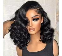 Transparent Lace Front Body Wave Human Hair Wigs Short Bob Remy Hair High Density