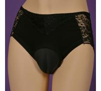 Transparent Lace Shaping Briefs for Drag for queens - Men's Tucking Panties with Crotch Opening Design L-3XL(Black 3XL)
