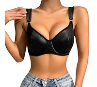 Transparent Lingerie Secret Sexy Lingerie Set Women's PU Leather Lingerie Buckle Strappy Cut Out Bra Underwire Up Bralette Transparent Lingerie Secret Sexy Lingerie Set (Black, XL)