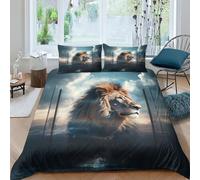 Transparent Lion Duvet Cover 3D Print Lion for Boys Girls Comforter Covers Quilt Cover Soft Microfiber with Zipper Closure with Pillow Cases Bedding Set 3 Pieces King（220x240cm）