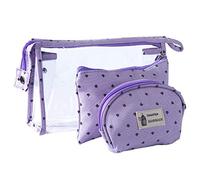 Transparent Makeup Bag Waterproof PVC Toiletry Bag for Women Travel Cosmetic Bag Pouch Storage Bag for Holiday, Purple, 3 Sizes
