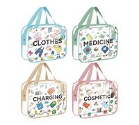 Transparent Makeup Bag with Zipper - 4 Pieces Waterproof Zipper Makeup Bag - Organized Cosmetic Bag, for Women and Girls, for Skin Care and Cosmetics, On the Way
