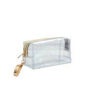 Transparent Makeup Bags, Multicolor PVC Clear Zippered Cosmetic Bag with Handle Strap for Bathroom Tote(Silvery)