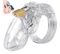 Transparent Male Chastity Cage Devices, Lightweight Cock Cage Chastity Cage for Men BDSM Bondage Gear & Accessories, Durable Chastity Device Penis Cage with 5 U-Rings