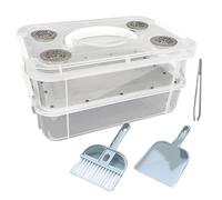 Transparent Mealworm Breeding Bins - Fine Mesh Ventilated Feeding Kit, Worm Keeper Habitat System | Sugar Gliders Reptiles Chickens Lizards Bearded Dragon Frogs Tortoises Culturing Farming