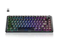 Transparent Mechanical Keyboard, RGB Backlit Wireless Creamy Gaming Keyboards, Hot Swap Customizable Clear Acrylic Design, 80-Key Quiet Linear Switches, 3 Modes BT5.0/2.4G/USB-C 4000mAh Battery, Black