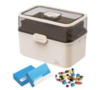 Transparent Medicine Box - Foldable Pill Keeper Safe Travel Tray | Vault Three Layer Drug Storage Box, Tablet Organizer Chest, Cosmetic Case, Pouch