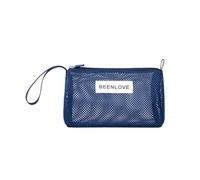 Transparent Mesh Cosmetic Travel Bag, Ideal for Beach Trips, Portable Makeup Wash Storage Pouch & Stationery Case
